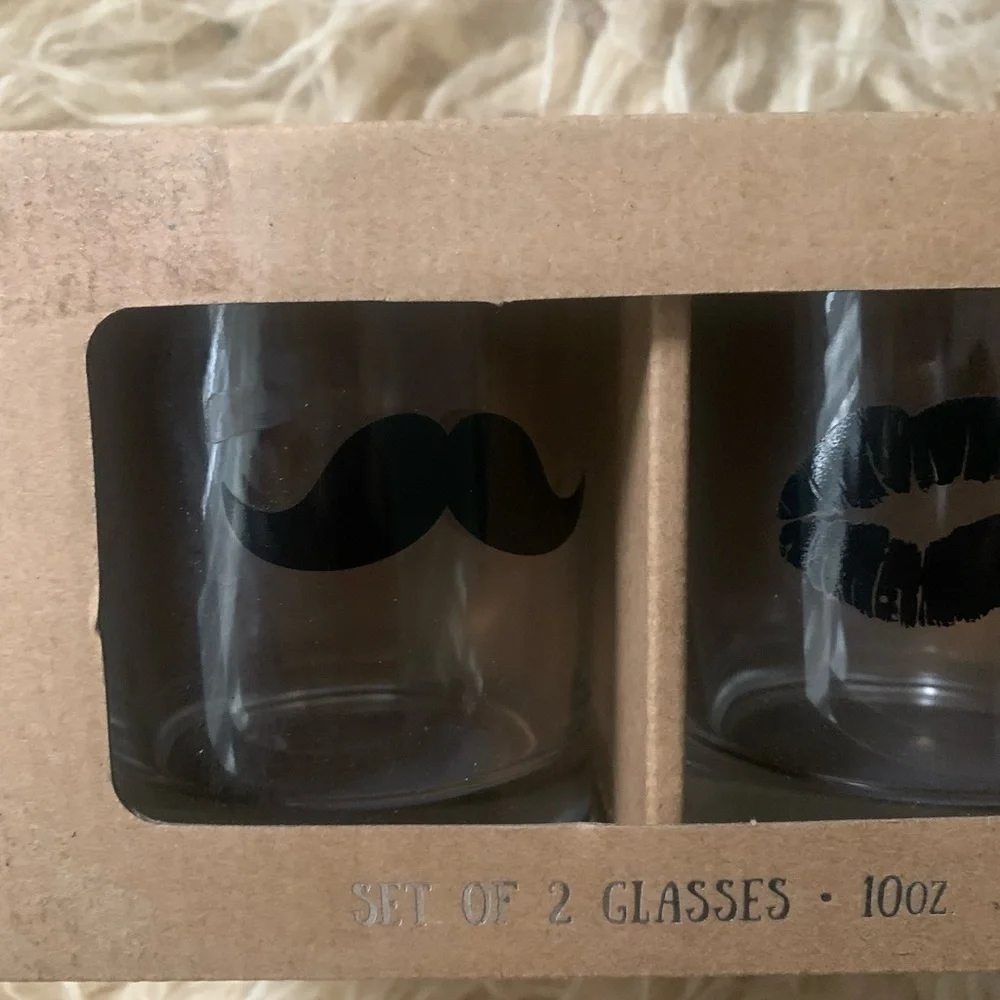 Shot Duo Set Mustache Lips Newlyweds Couple Engaged Dating Groom Bride